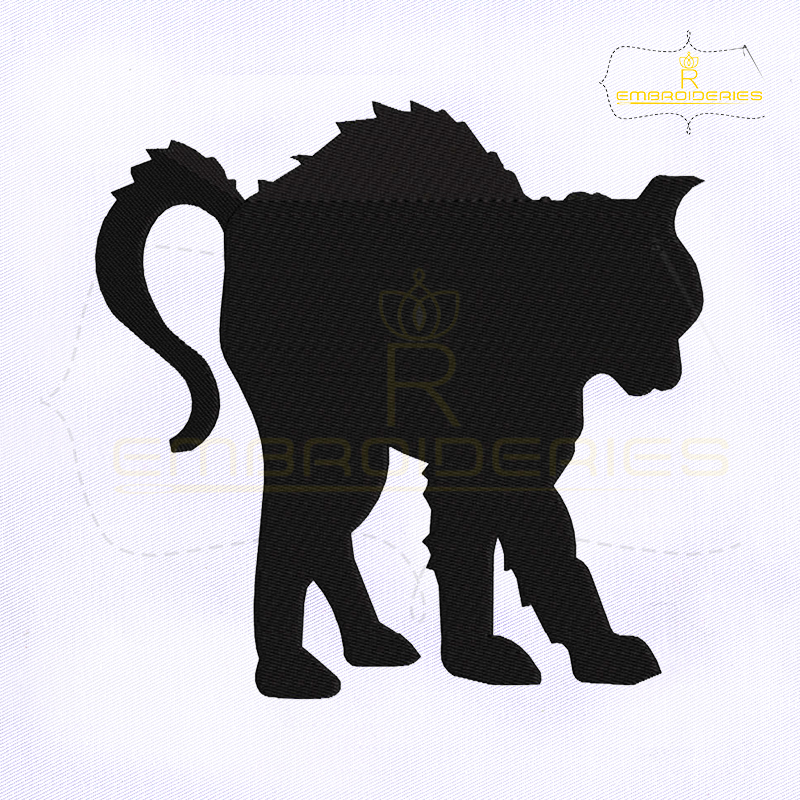 Scary halloween cat embroidery design  royal embroideries